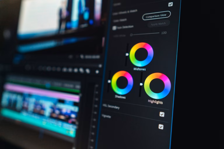 logiciel de post production en cours d'utilisation
