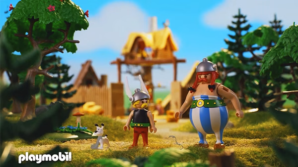 Village viking Playmobil en décor animé, voix off des spots TV enregistrée par Sonacom